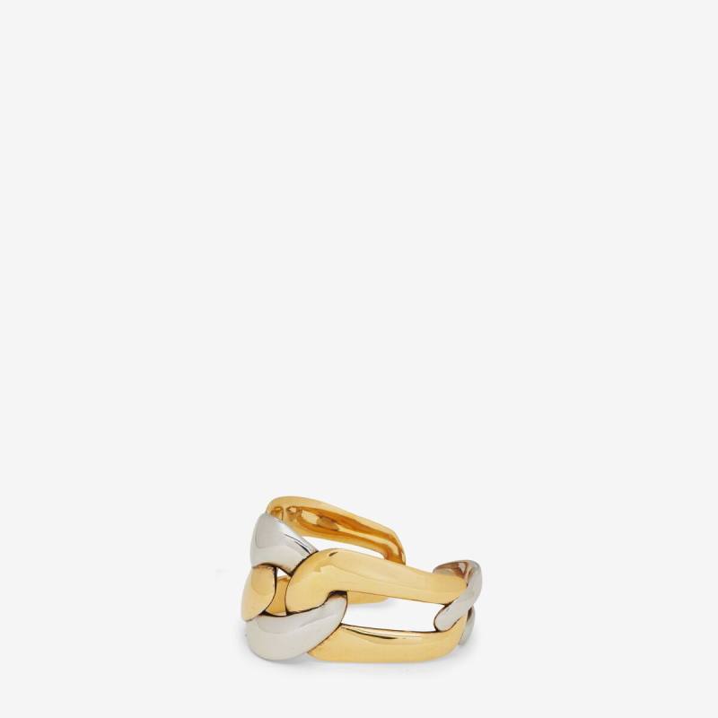 Alexander McQueen Women's Silver Chain Double Ring - L (Brass)